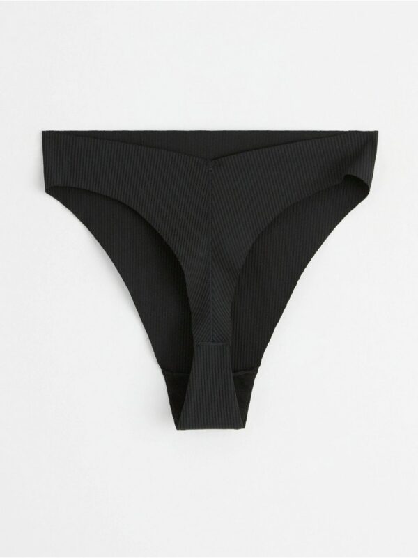 Ribbed seamless high waist thong - 8566335-80