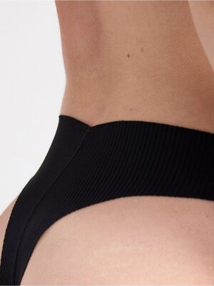 Ribbed seamless high waist thong - 8566335-80