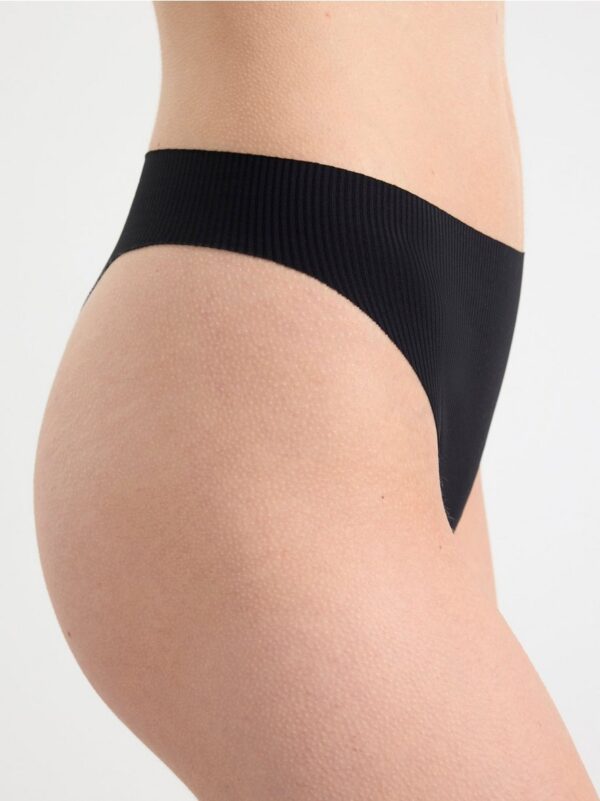 Ribbed seamless high waist thong - 8566335-80