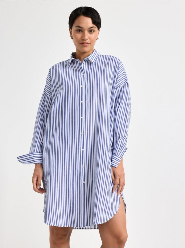 Striped shirt dress with tie - 8579021-9340