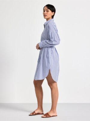 Striped shirt dress with tie - 8579021-9340