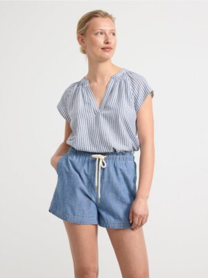 Striped short sleeved blouse - 8580030-5137