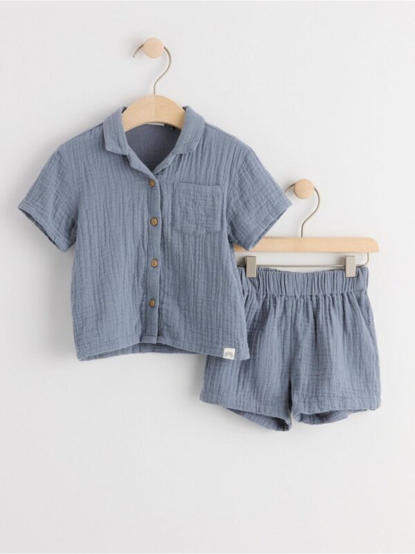 Set with shirt and shorts in crinkled cotton - 8583153-8419