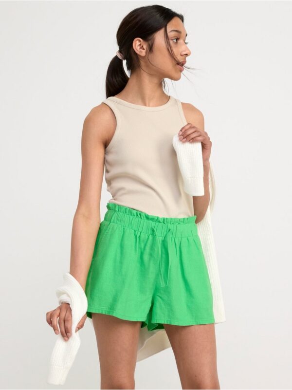 Linen blend shorts - 8585885-6798