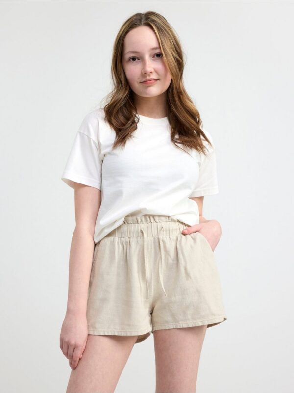 Linen blend shorts - 8585885-7398