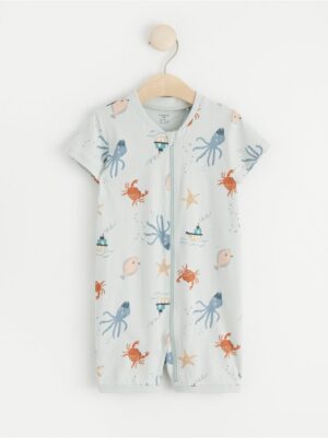 Pyjama romper with ocean print - 8587672-7654