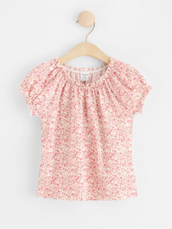 Short sleeve top with flowers - 8588585-7723
