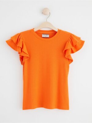 Ribbed top with frill sleeves - 8599625-6773