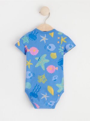 Short sleeve wrap bodysuit with sea creatures - 8605901-9424