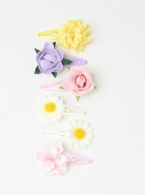 6-pack hair clips with flowers - 8608034-70