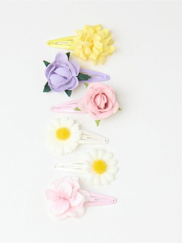 6-pack hair clips with flowers - 8608034-70