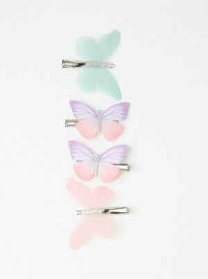 4-pack metal hair clips with butterflies - 8608035-2182