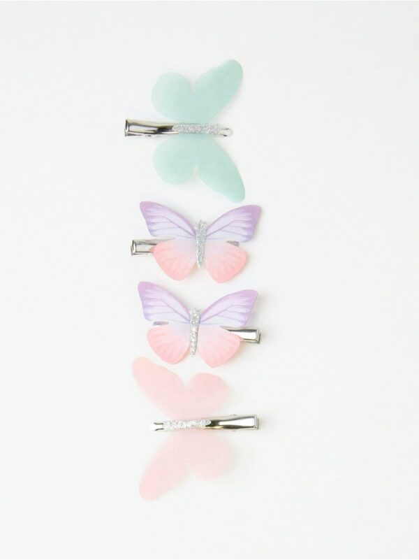 4-pack metal hair clips with butterflies - 8608035-2182