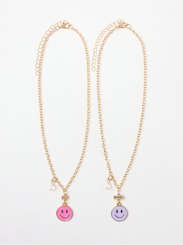 Best friend necklace with smiling faces - 8608040-20
