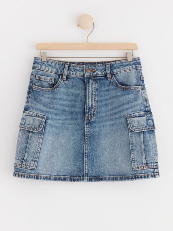 Denim cargo skirt - 8655573-790