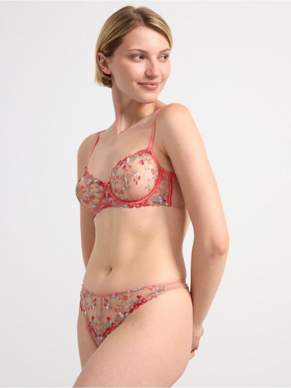 Thong low waist with lace flowers - 8523467-1322