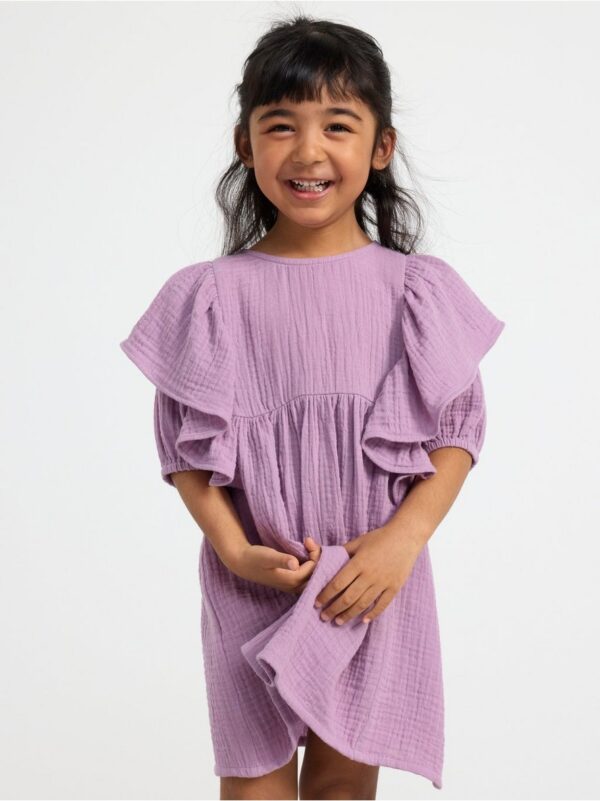 Short sleeve crinkled cotton dress - 8547151-3741