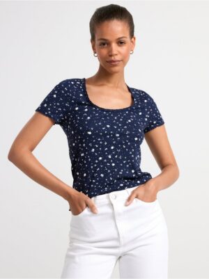 Ribbed top with flowers - 8587463-2150