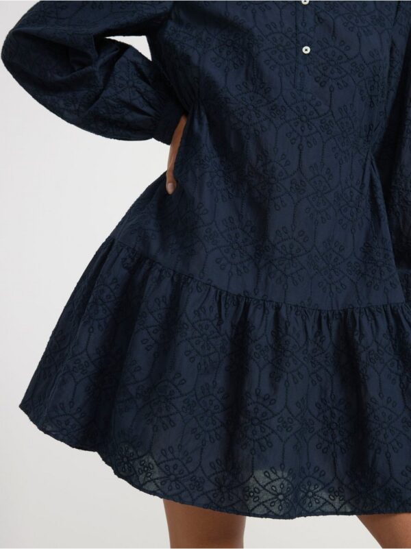 Long sleeve mini dress with embroidery - 8597628-2150