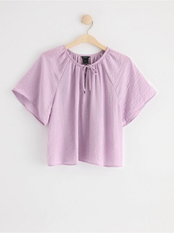 Short sleeve satin blouse - 8606991-7969
