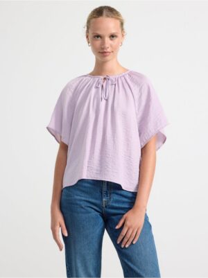 Short sleeve satin blouse - 8606991-7969