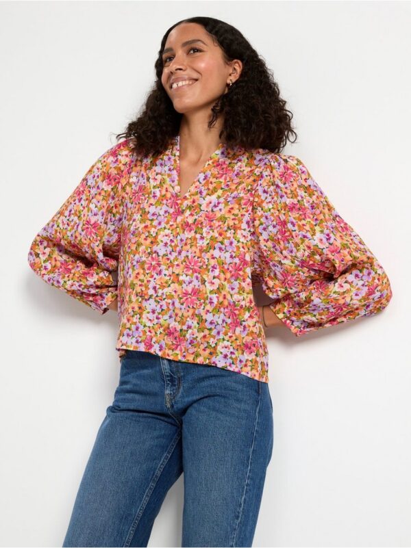 Floral puff sleeve blouse - 8619132-9610