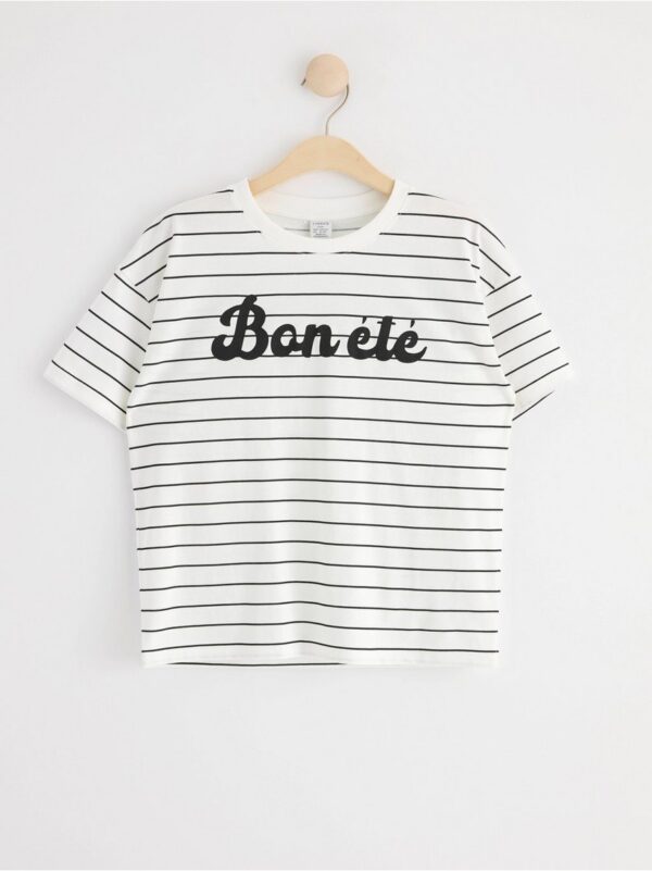 T-shirt with text and stripes - 8641891-300