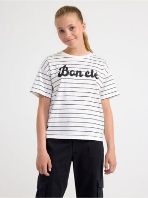 T-shirt with text and stripes - 8641891-300