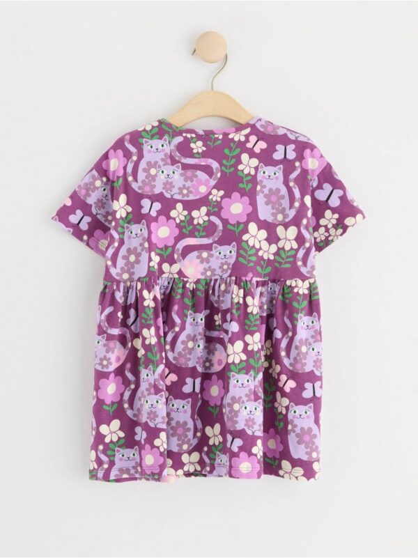 Short sleeve dress with cats and flowers - 8600565-1548