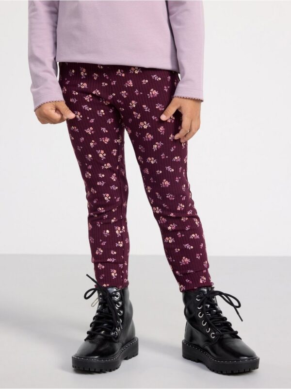 Leggings ribbed with flowers - 8602596-7268