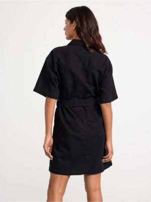 Shirt dress with pockets and belt to waist - 8609021-80