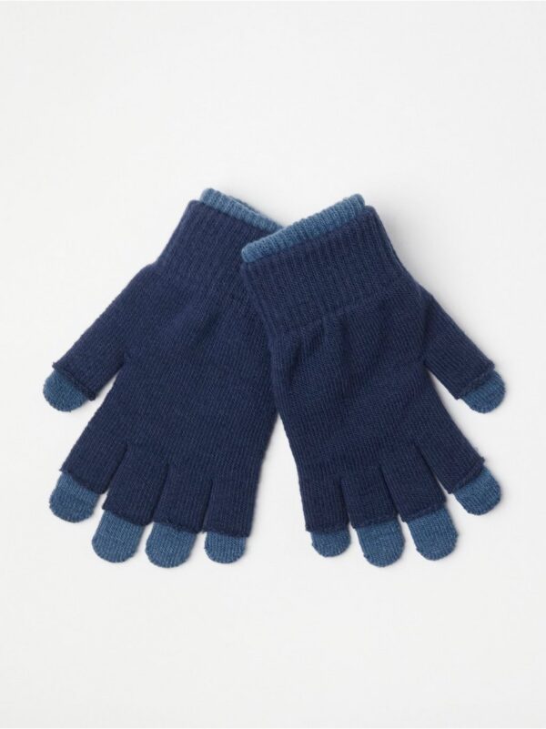 Double fine-knit gloves with touch function - 8614865-6465