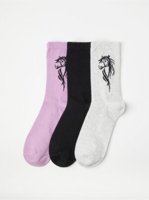 3-pack socks with horses - 8622375-3985