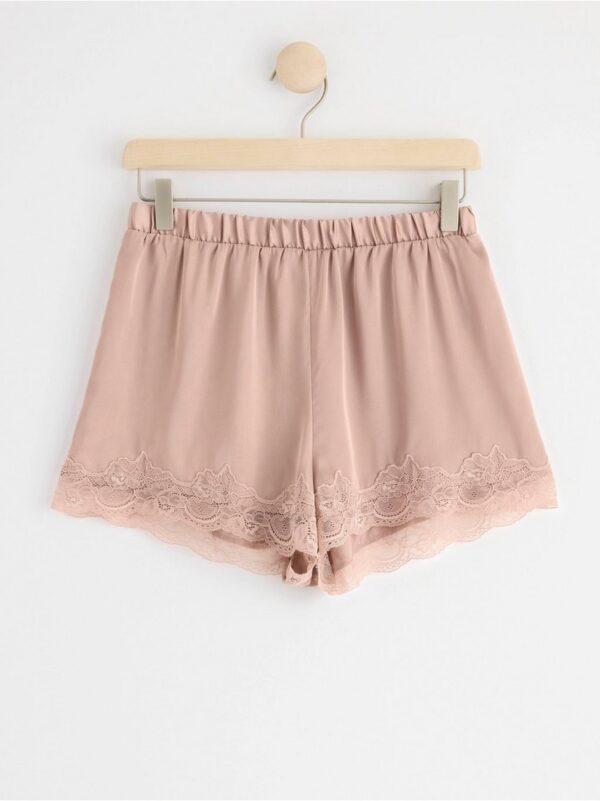 Satin pyjama shorts with lace - 8622886-6588