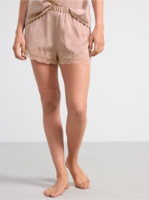 Satin pyjama shorts with lace - 8622886-6588