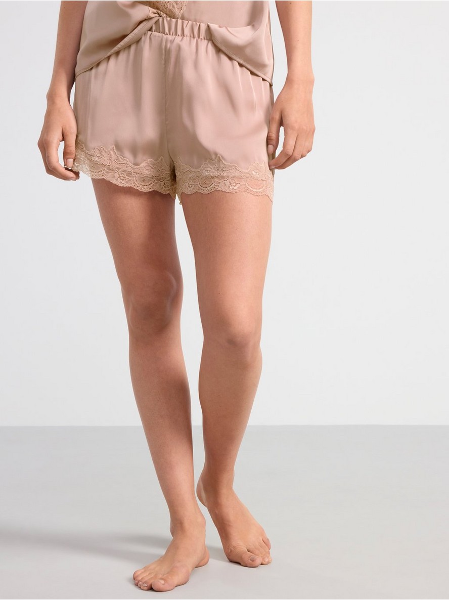 Pidzama donji deo – Satin pyjama shorts with lace