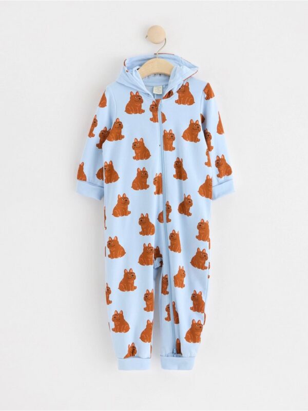 Hooded onesie with dogs - 8623161-8852