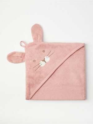 Terry bath towel with bunny hood - 8624621-8493