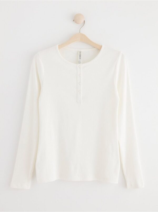 Ribbed long sleeve pyjama top - 8398144-300