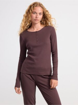 Ribbed long sleeve pyjama top - 8398144-5894