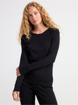 Ribbed long sleeve pyjama top - 8398144-80