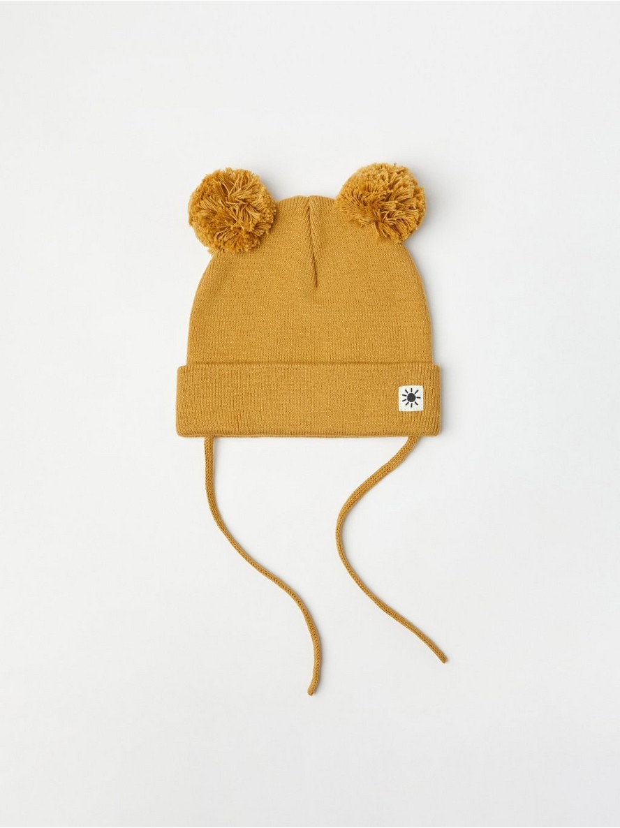Kapa – Hat with pompoms in knitted cotton