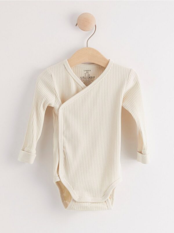 Ribbed wrap bodysuit with long sleeves - 8002778-1230