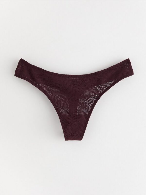 Regular waist thong with lace - 8174346-8571