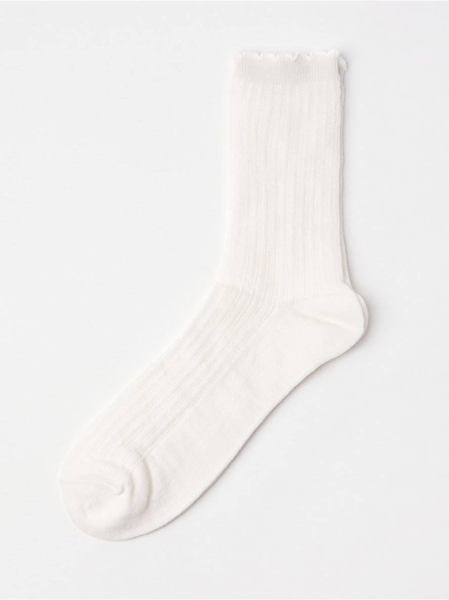 Carape – Pointelle socks in merino wool blend