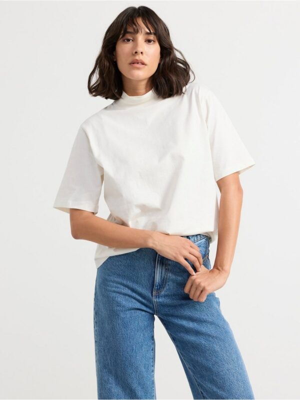 Short sleeve top with mock neck - 8632381-7862