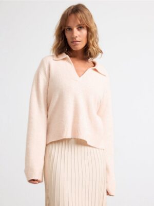 Knitted jumper with collar - 8635544-9609