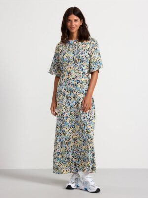 Short sleeve maxi dress with pattern - 8659740-9619