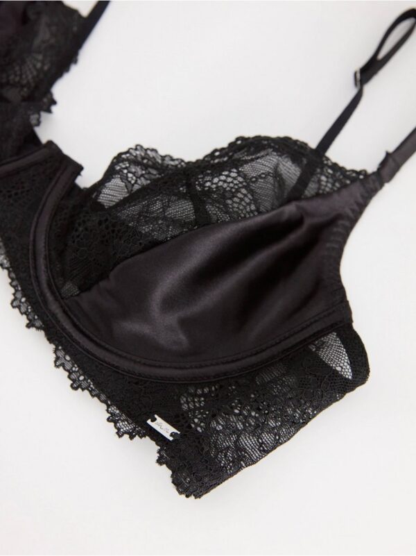 ella m – Unpadded satin bra with lace - 8419461-80