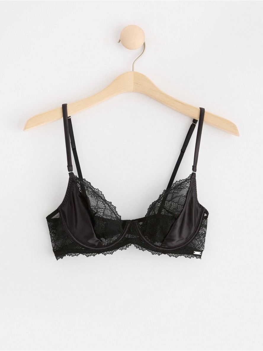 Brushalter – ella m – Unpadded satin bra with lace